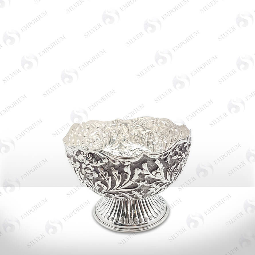 Silver Floral Motifs Bowl