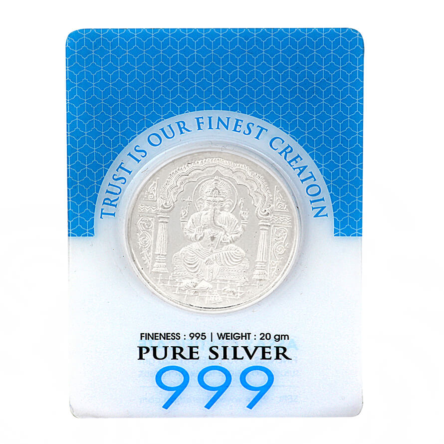 Pure Silver 999 God Ganesha Coin (Silver) 20 Grams