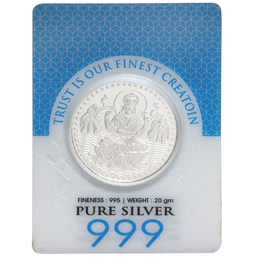 Pure Silver 999 Goddess Laxmi Coin (Silver) 20 Grams