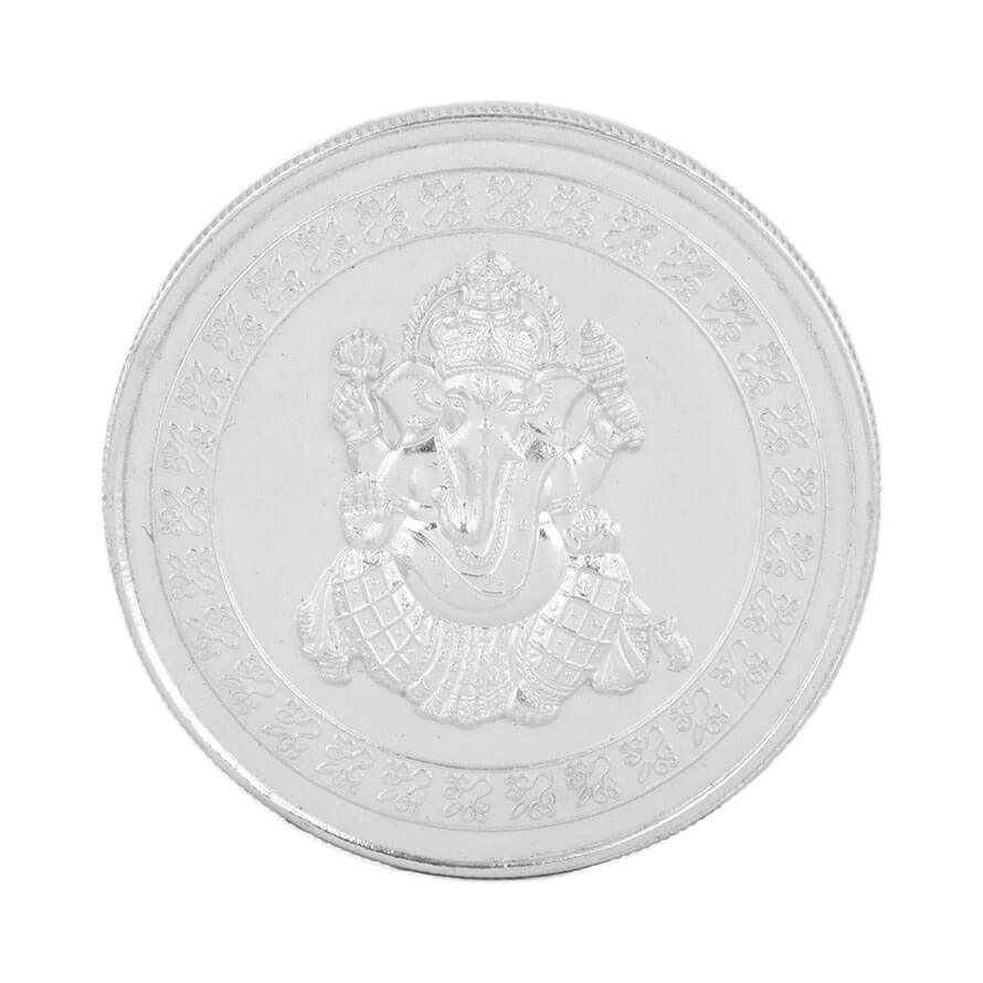 Pure Silver 999 God Ganesha Coin (Silver) 100 Grams
