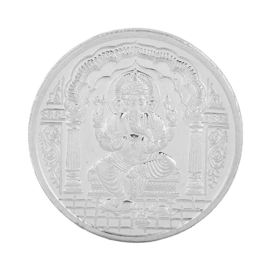 Pure Silver 999 God Ganesha Coin (Silver) 50 Grams