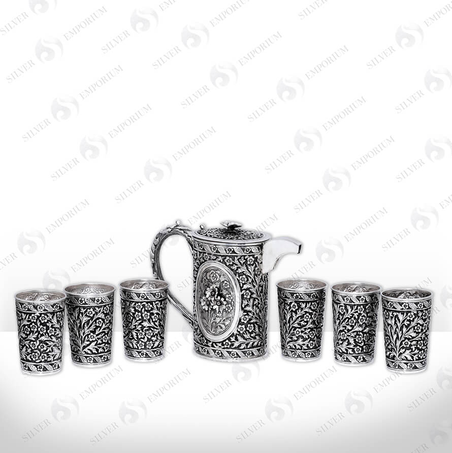 Silver Jug set with Glass