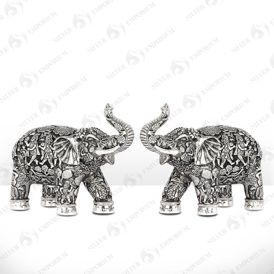 Silver Elephant Couple