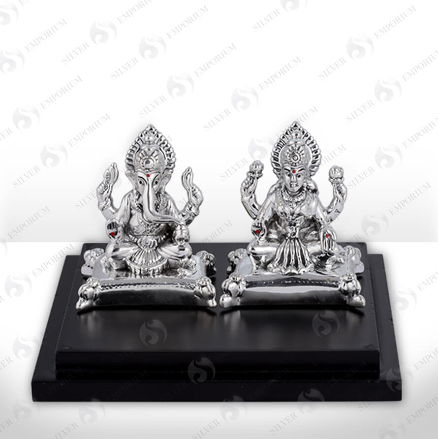 Silver Ganesh and Laxmi Murti