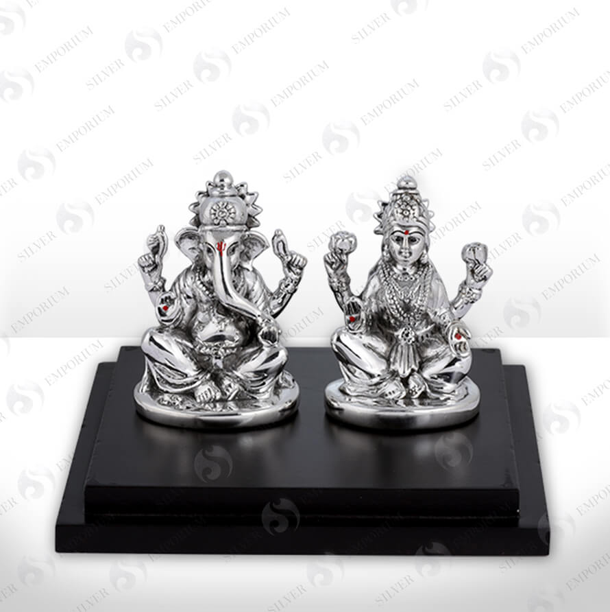 Silver Ganesh & Laxmi