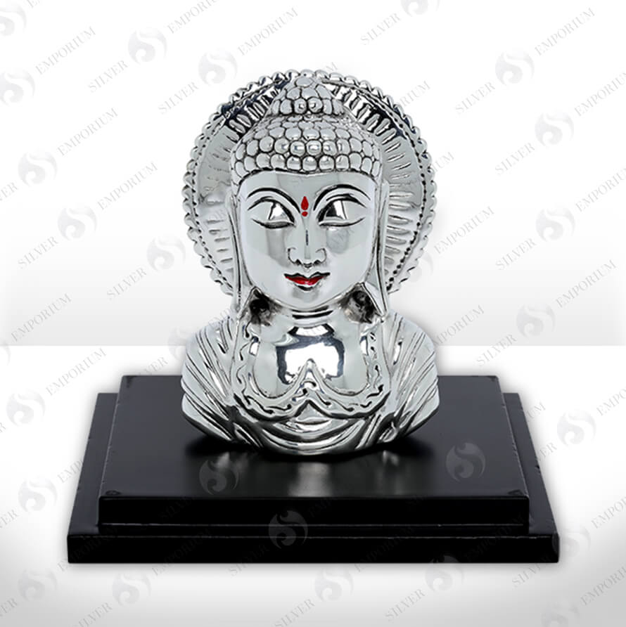 Silver Buddha ki Murti