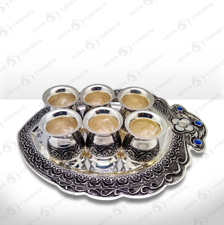 Silver Glass and Tray Set
