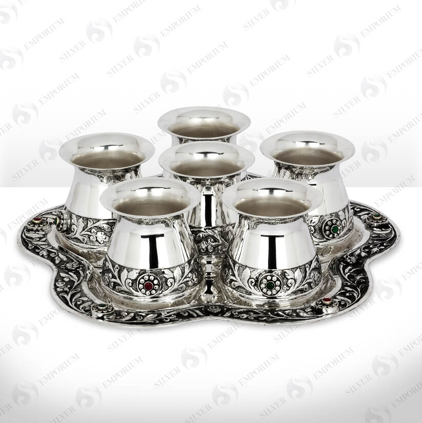Silver Glass and Tray Set